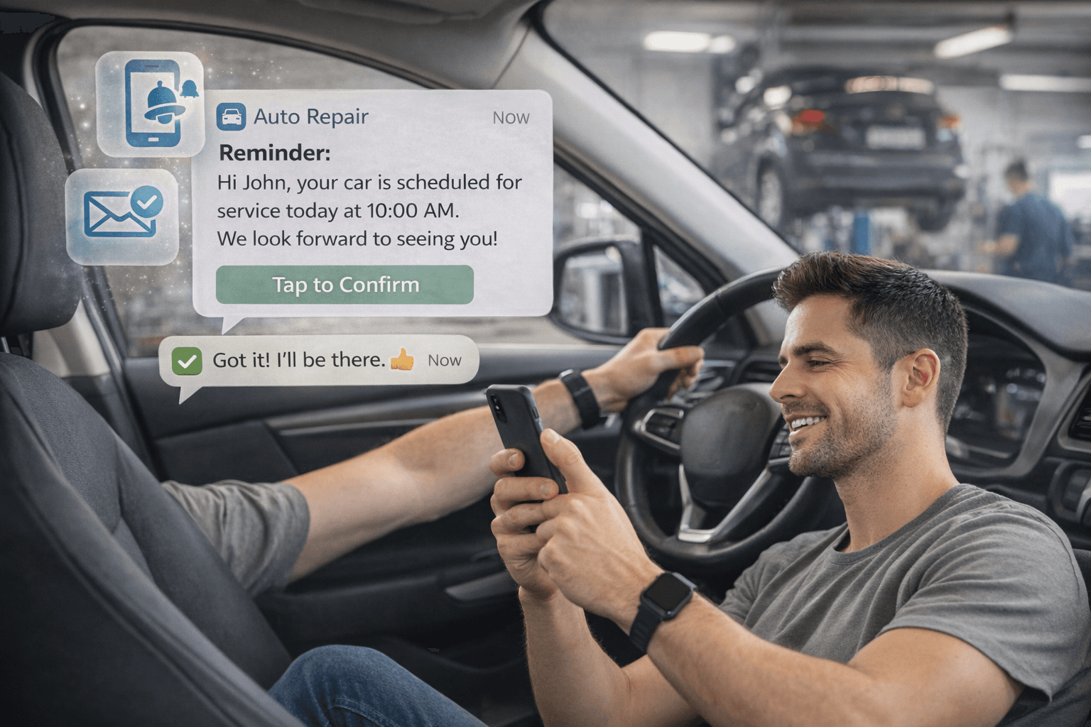 Vista previa de Los recordatorios protegen los horarios reservados para Taller mecánico