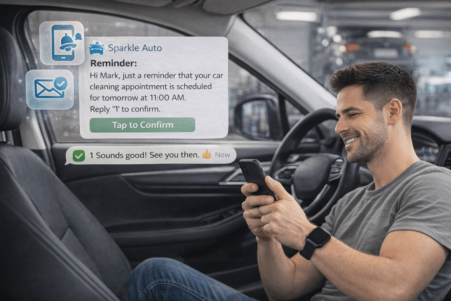 Vista previa de Los recordatorios reducen citas perdidas para Lavado de autos