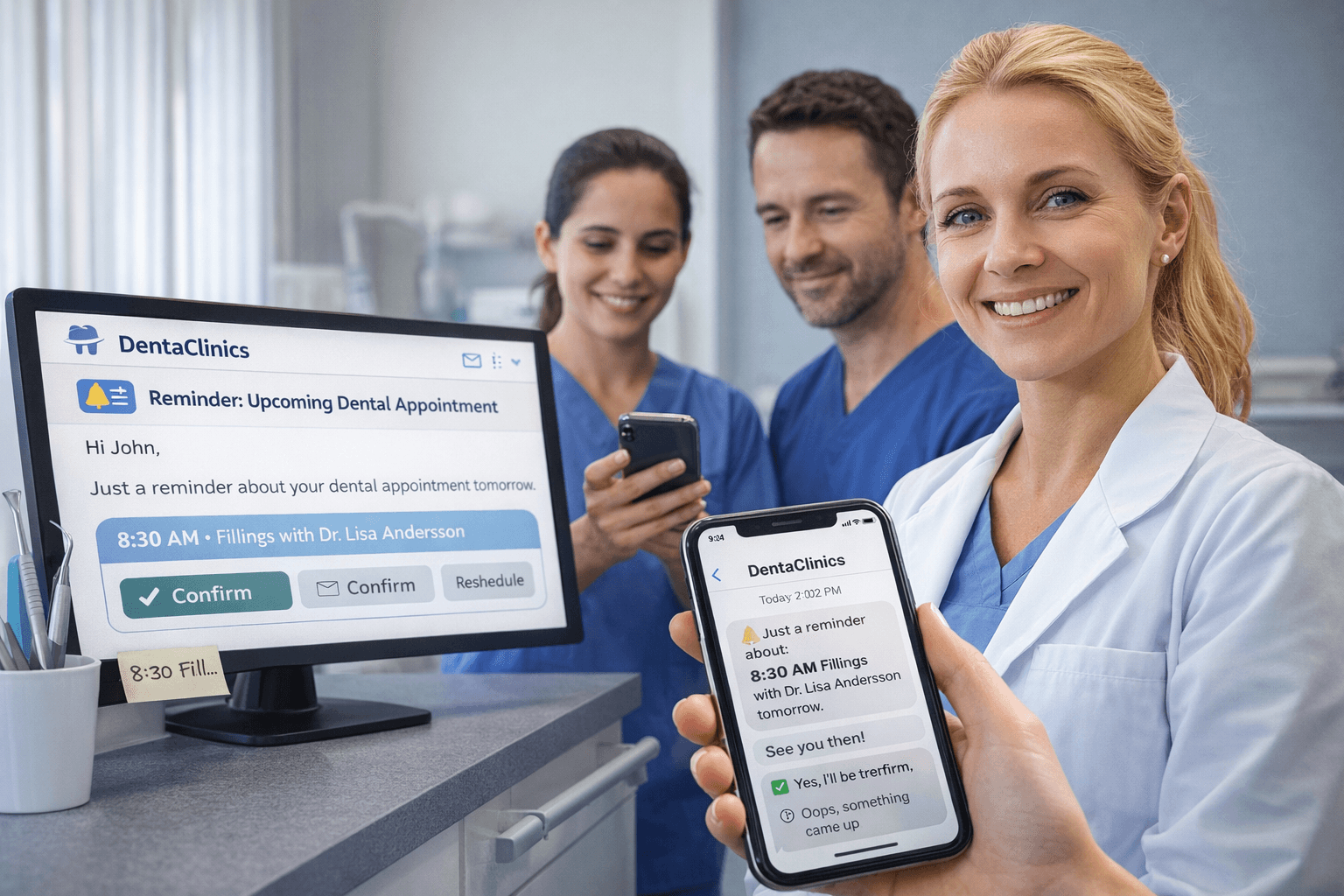 Vista previa de Recordatorios para pacientes que reducen huecos para Clínicas dentales