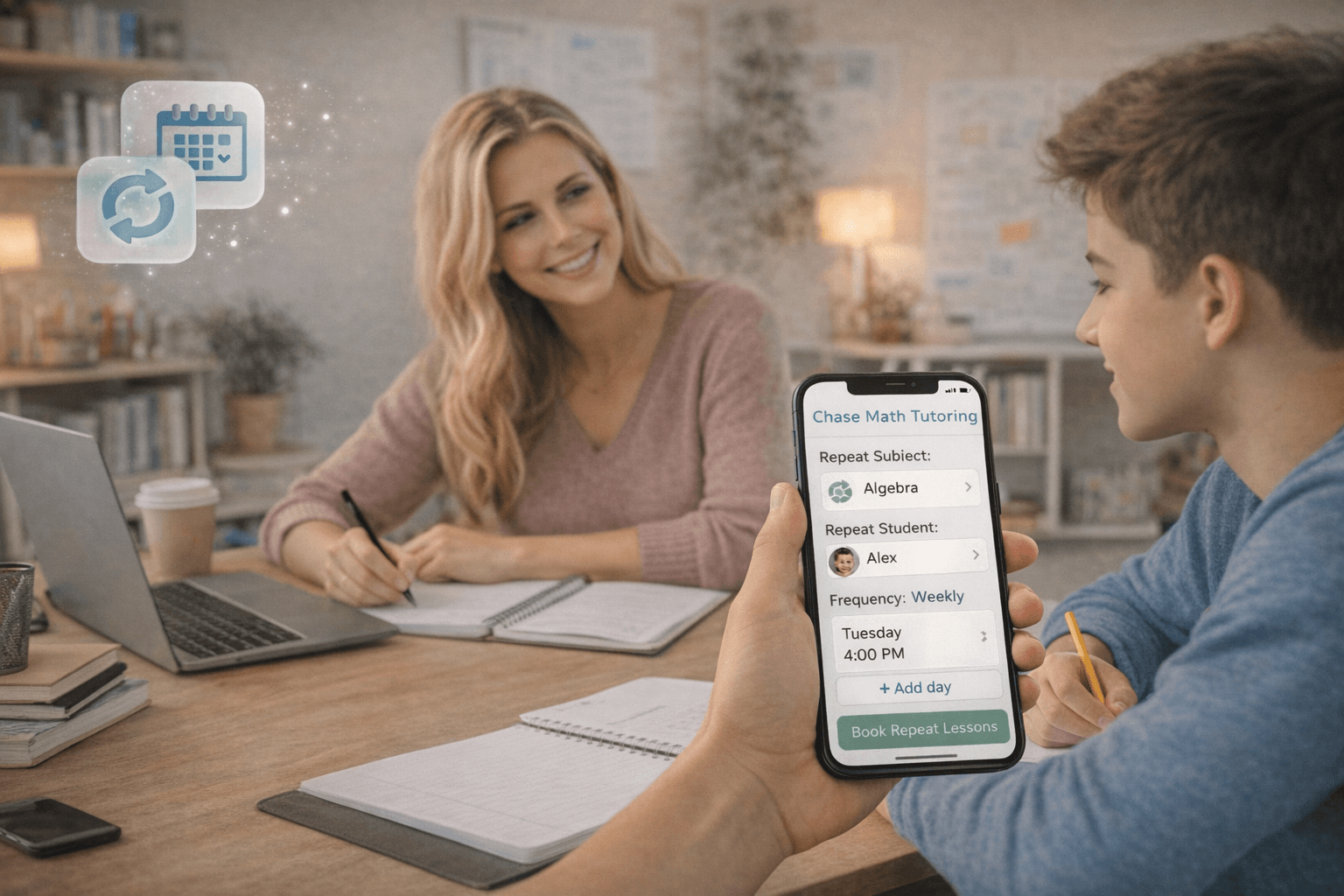 Vista previa de Las lecciones recurrentes se mantienen organizadas para Clases particulares