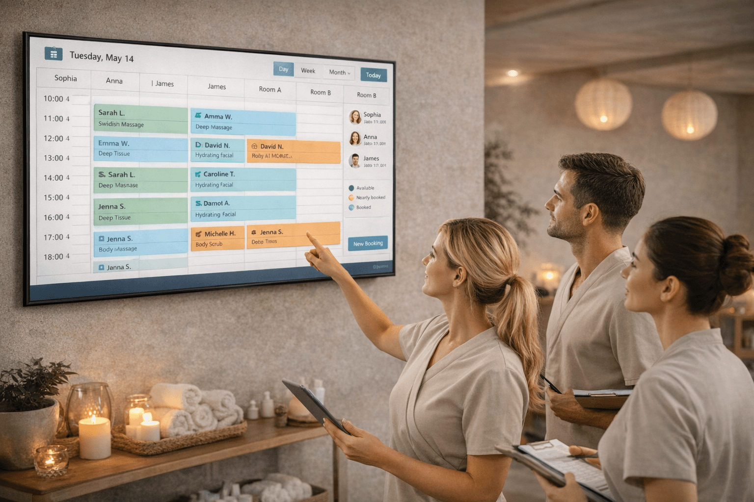 Vista previa de Vista de salas y terapeutas en tiempo real para Wellness y spa