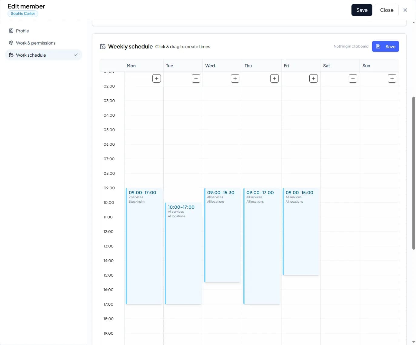 weekly schedule overview