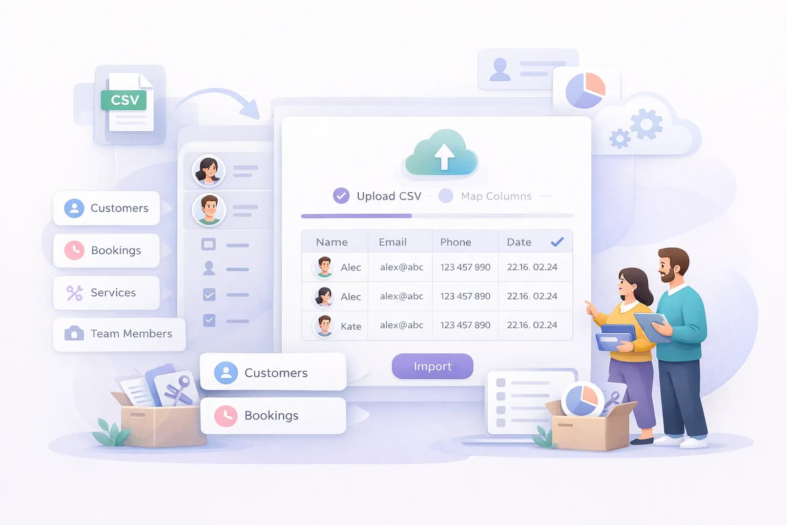 How to Import Customers, Bookings, Services, and Team Members via CSV in Calentivo