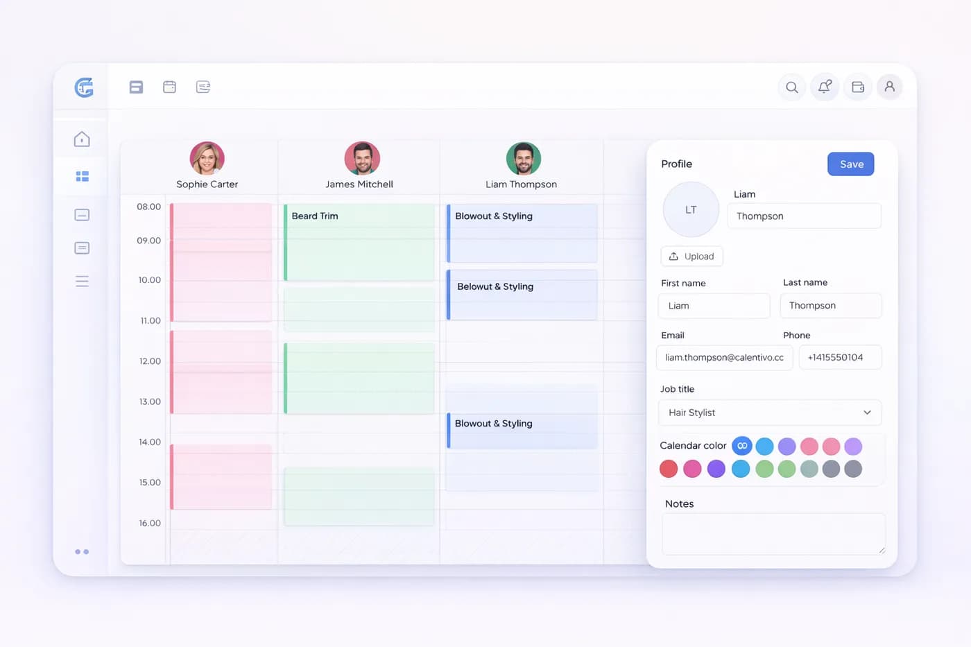 Calentivo booking dashboard — modern UI for service businesses
