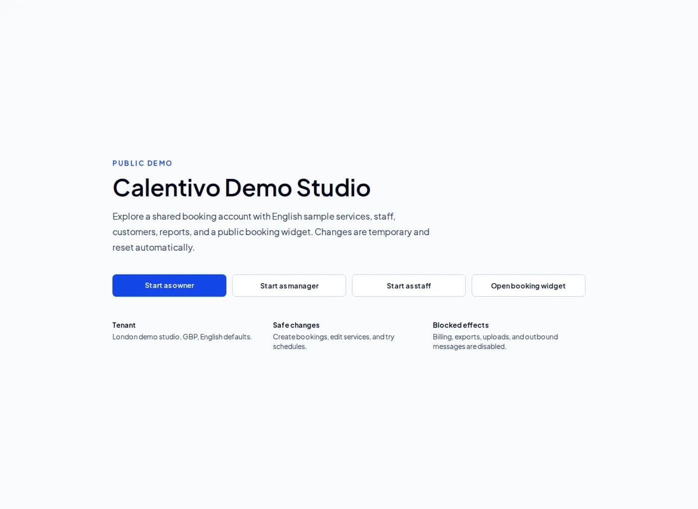 Public Calentivo Demo
